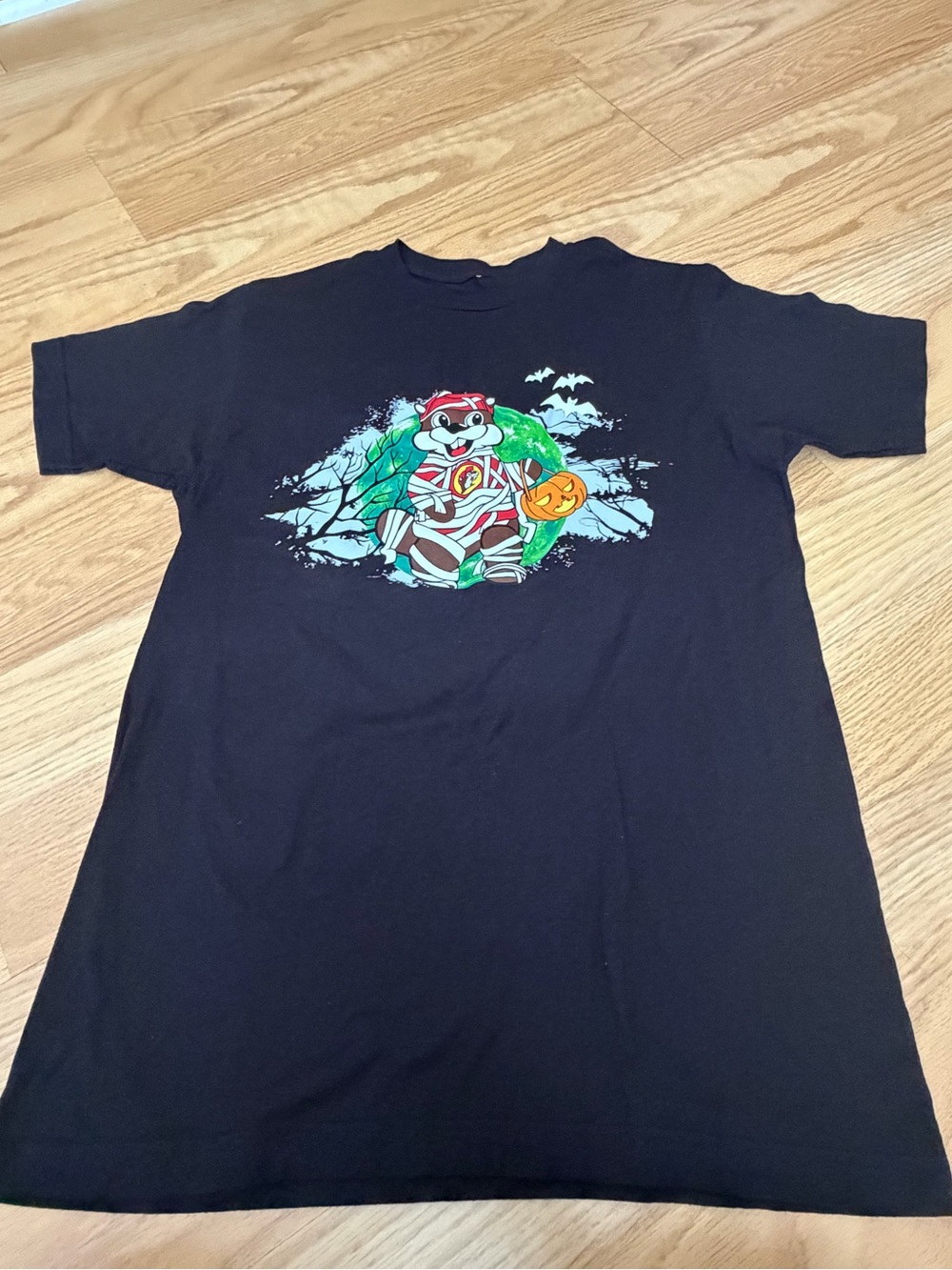 Black Graphic Halloween Bear Crewneck T-Shirt